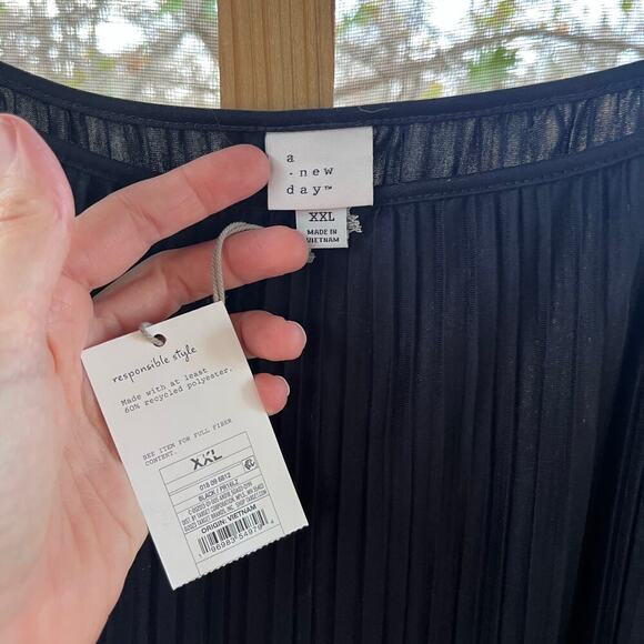 A New Day Black Pleated Sleeveless Midi Dress Size XXL. NEW - Picture 6 of 7